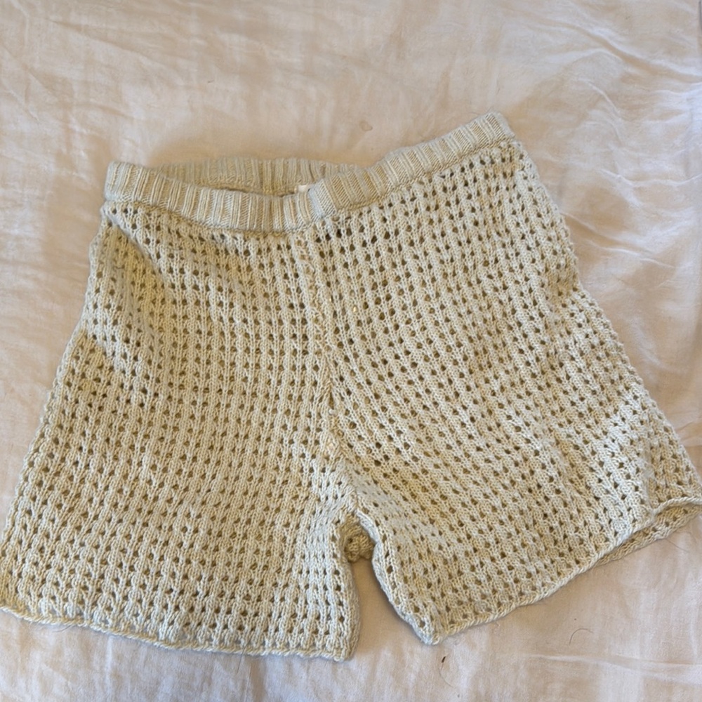 Women's swim cover up Cream Knit Shorts